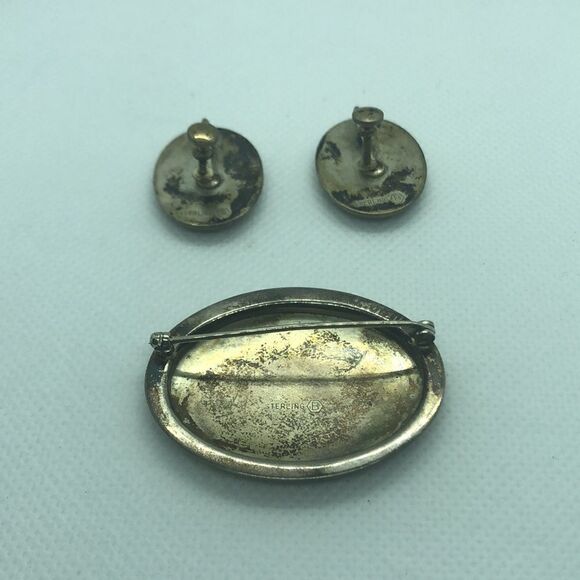 💛Sterling Silver Vintage Birks Brooch & Earrings - Picture 5 of 5